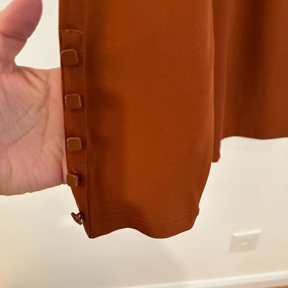 SUSAN GRAVER ORANGE LONG SLEEVE WOMENS TOP WITH BUTTON SLEEVE DETAIL SIZE M - Picture 3 of 5